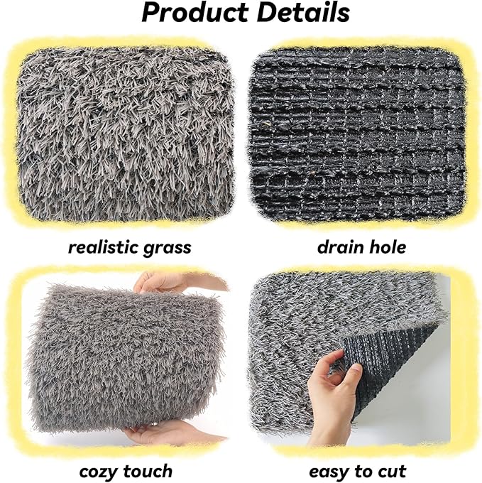 6PCS Chicken Nesting Box Pads Washable,Artificial Grass for Chicken Coop Reusable Hen Egg Laying Nest Boxes Liner,Chick Roosting Mats 11.8X11.8 Inch(Grey)
