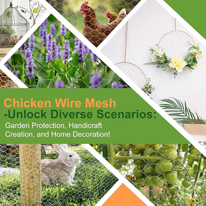 Chicken Wire Mesh,13.7"×169" Poultry Wire Netting,1" Hole Size Hexagonal Galvanized Chicken Wire Mesh Fencing,Outdoor Anti-Rust Garden Animal Barrier Fence for Chicken Coop Barrier Rabbit Cage