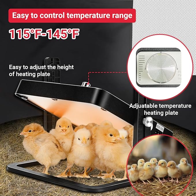 Brooder Box for Chicks Starter Kit, Pop up and Breathable Chicken Brooders, Collapsible Brooding Box/Playpen with 10 x 10in Brooder Plate, Chicken Waterer, Feeder, Perch for Duck, Quail