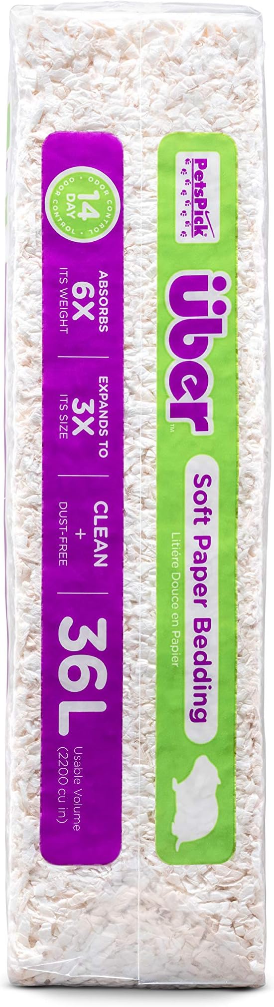 PETSPICK Uber Soft Paper Pet Bedding for Small Animals, White, 36L