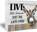 Rustic Farmhouse Wooden Sign - Funny Retro Donkey Decor, Office Decor for Women, Donkey Lovers Gifts, Live like Someone Tabletop Shelf Desk 5x5 Inch