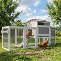 Mobile Chicken Coop with Wheels, Weatherproof Large Hen House Chicken Tractor with Nesting Box, Roosting Bars, Pull-Out Tray, Asphalt Roof & Fun Swing for Chickens Quails, Backyard Use