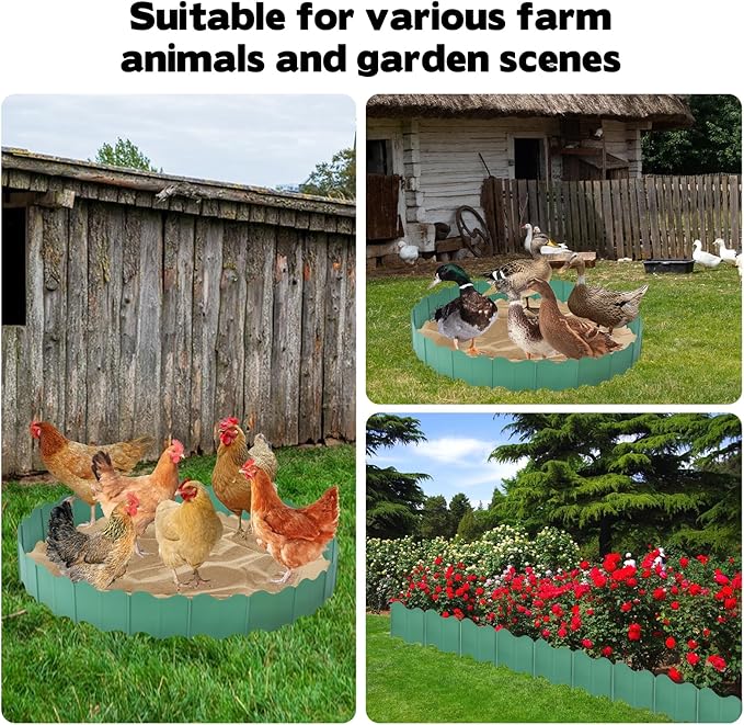 Large Chicken Dust Bath Tub, 40'' D * 5.5'' H Bottomless Design Round Adjustable Chicken Coop Cleaner Container Dust Bath Chicken Coop Lime Portable Farms Essential Chicken Coops Accessory