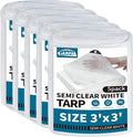 TARPAL 3'x3'（5pack） Semi Clear White Tarp Waterproof Green House Cover with Grommets 7.5mil Clear Poly tarps for Gardening,Farm, Garden,Chicken Coops，Outdoor