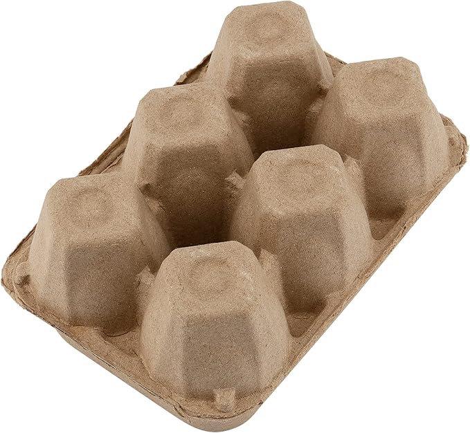 SOUJAP 50 Pack 6 Count Paper Pulp Egg Cartons, Half Dozen Egg Holder Cardboard Egg Cartons Storage Containers, 6 Egg Cartons Cheap Bulk for Storing up to 6 Small to Medium Chicken Eggs