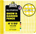 BOEN 4' x 50' Yellow Temporary Fencing, Mesh Snow Fence, Plastic, Safety Garden Netting, Above Ground Barrier, for Deer, Kids, Swimming Pool, Silt, Lawn, Rabbits, Poultry, Dogs