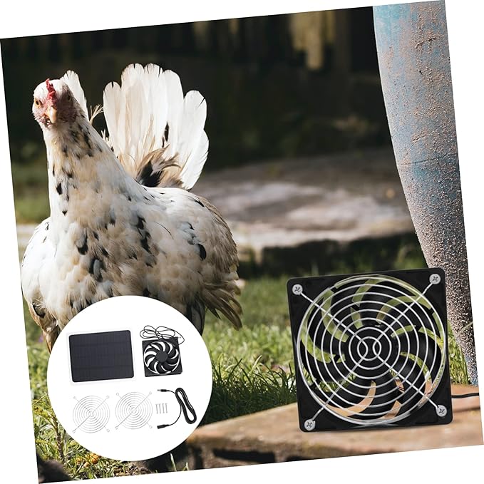 Yardwe 1set Solar Powered Fan for Chicken Coop and Greenhouse Small Exhaust Fan for Pet House Cooling Lightweight and Circulation