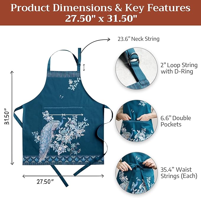 Maison d' Hermine 100% Cotton Apron for women with Pocket Kitchen Chef Apron for Men Cooking Easter Decorations