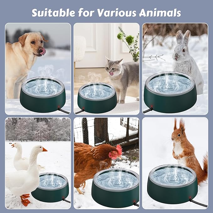 Newget 3L Heated Water Bowl, Outdoor Large Heated Dog Bowls, Outside Waterproof Heated Pet Bowl with Chew Resistant Cord, Smart Thermal Dish Provides Drinkable Water in Winter for Cat, Rabbit, Chicken