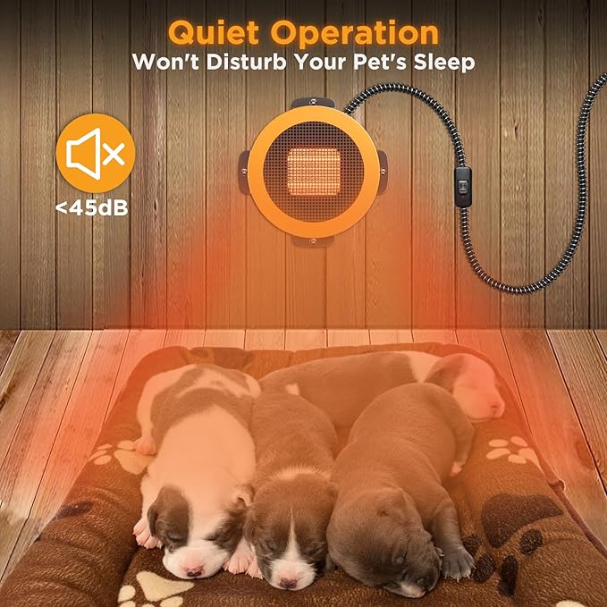 TURBRO Neighborhood Dog House Heater 400W, Wall Mount, 10ft Anti Bite Cord, Waterproof Control, Overheat Protection, Electric Warmer for Hound Kennel Cat Cage Chicken Coop Rabbit Hutch, UL Test Passed