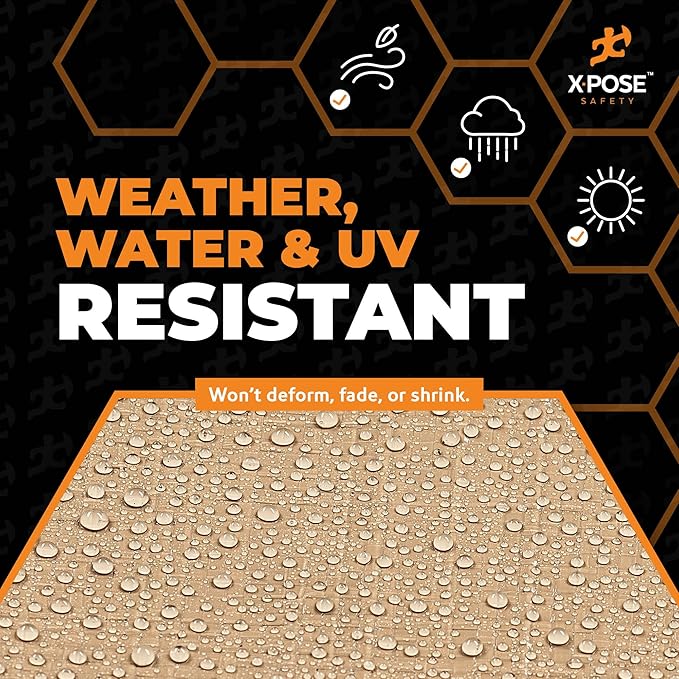 Heavy Duty Tan Poly Tarp 7' X 10' - Multipurpose Protective Cover - Durable, Waterproof, Weather Proof, Rip and Tear Resistant - Extra Thick 12 Mil Polyethylene - by Xpose Safety
