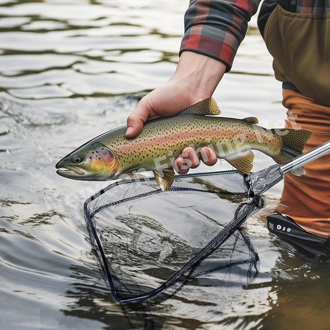 Neween Fishing Net, Foldable Collapsible Telescopic Fish Landing Net, Durable Nylon Material Mesh Landing Net for Easy Catching or Releasing for Trout