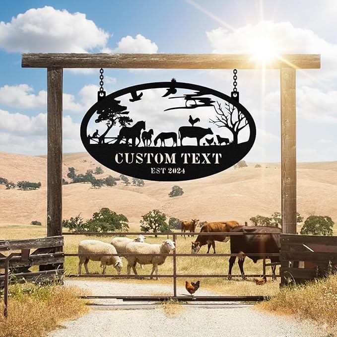 Personalized Metal Farm Signs, Custom Ranch Sign, Customized Farm Metal Signs Outdoor, Custom Large Hanging Family Name Sign for Farms, Ranch, Barn, Farmhouse