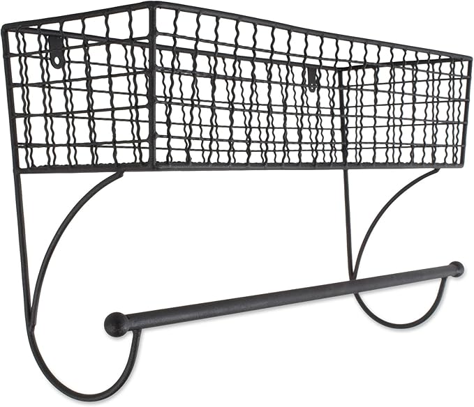 DII Rustic Farmhouse Bathroom Décor, Metal Storage, Large Towel Bar, Black
