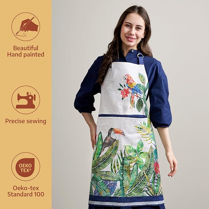 Maison d' Hermine 100% Cotton Apron for women with Pocket Kitchen Chef Apron for Men Cooking Easter Decorations