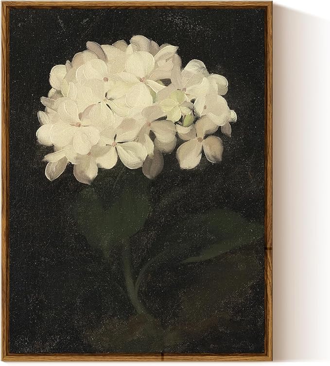 InSimSea Framed Canvas Wall Art Decoration Canvas Wall Art Room Decor White Hydrangea Oil Painting Canvas Prints Bedroom Bathroom Wall Pictures Flower Artwork Kitchen Office Floral Wall Decor 12x16in