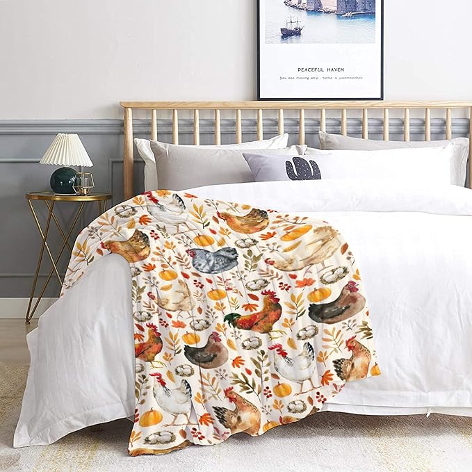 Chickens Blanket | Ultra Soft Farm Chickens Blanket | Farmhouse Decor for Couch Sofa Bed | Thanksgiving Fall Decor Gift | Gifts for Farm Chickens Animal Lovers | 40"x50" for Kids