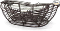 CVHOMEDECO. Oval Metal Wire Storage Baskets Rustic Egg Baskets with Swing Handles Farmhouse Gathering Baskets. Rusty, Set of 3