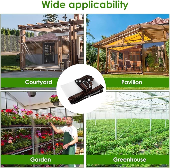 Chicken Coop Cover, Waterproof Chicken Run Tarp Reinforced Edges Coop Covering Easy to Install Clear Run Tarp with Rope for Outdoors Sheds Gardens(9.84×13.1ft)