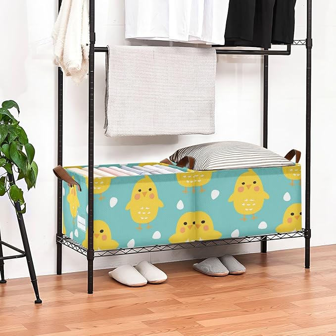 SUABO Storage Baskets for Shelves, Chickens Closet Organizers and Storage Bins with Handles, 1 Pack