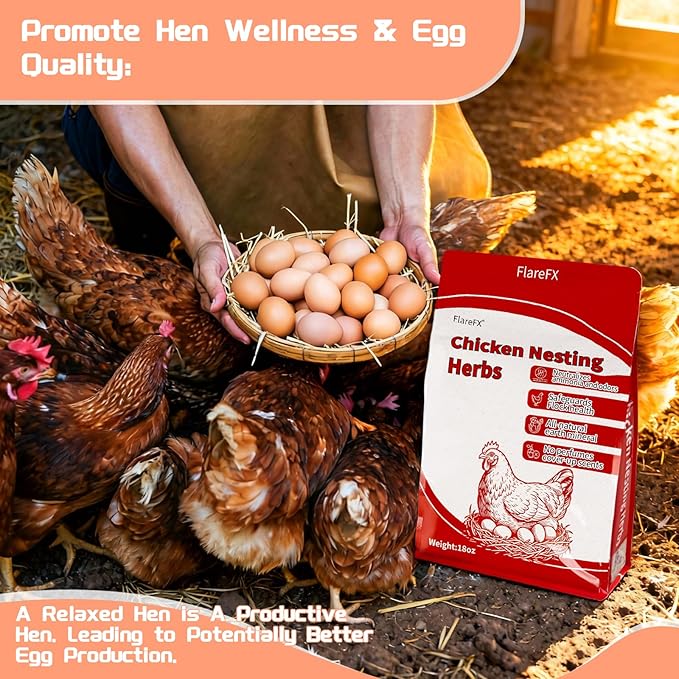 18oz Premium Nesting Herbs | Chickens Coop & Nesting Box Odor Control | 8 Natural Dried Herbs Blend for Hen Comfort, Coop Freshness & Egg Laying Support, Poultry Treats & Coop Accessories