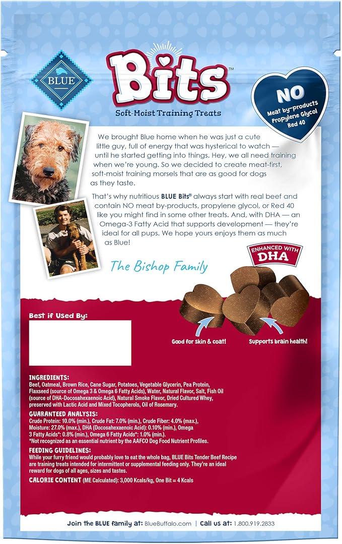 Blue Buffalo Blue Bits Natural Soft-Moist Training Dog Treats Beef Recipe 9-oz Bag