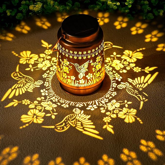 Hummingbird Solar Lanterns Outdoor Waterproof Hanging Solar Lights Hummingbird Gifts for Women Men Metal Decorative LED Lanterns for Yard,Patio,Lawn,Tabletop,Pathway,Landscape,Garden Decor