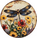 Metal Sign Dragonfly What A Wonderful World Flowers Round Tin Sign for Home Farm House Rustic Garden Yard Vintage Outdoor Outside Porch Wreath Wall Funny Decor 8 Inch