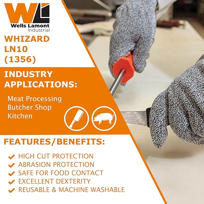 Wells Lamont Whizard LN10 Cut Resistant Gloves (1356) – ANSI Cut Level A7 – Food Safe Gloves
