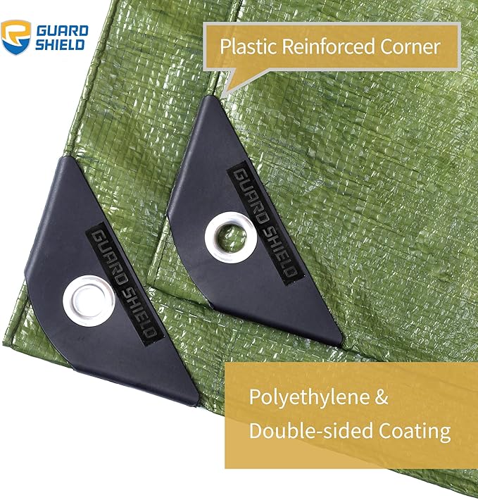 GUARD SHIELD Tarp Green 8x10 Feet Multi Purpose Waterproof Poly Tarp Cover 5mil