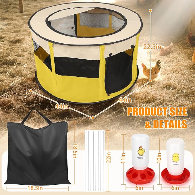 Chicken Brooder Box for Chick Starter Kit - 2026 Upgrade XL (Extra Large) Double Door Chick Brooder Pen//Holds Up to 20 Baby Chicks, Ducklings, Quail(Yellow)