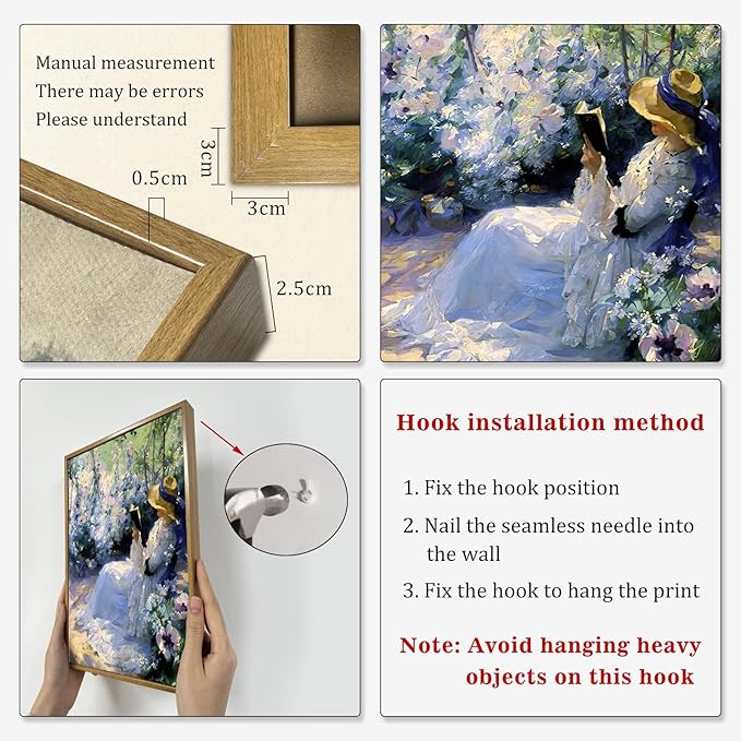 Rustic Wildflower Print Women French Painting Vintage Victorian Wall Art Purple Flower Artwork Vintage Women Picture Woman Reading Wall Art Farmhouse Women Painting Purple Landscape Picture 8x10in Framed
