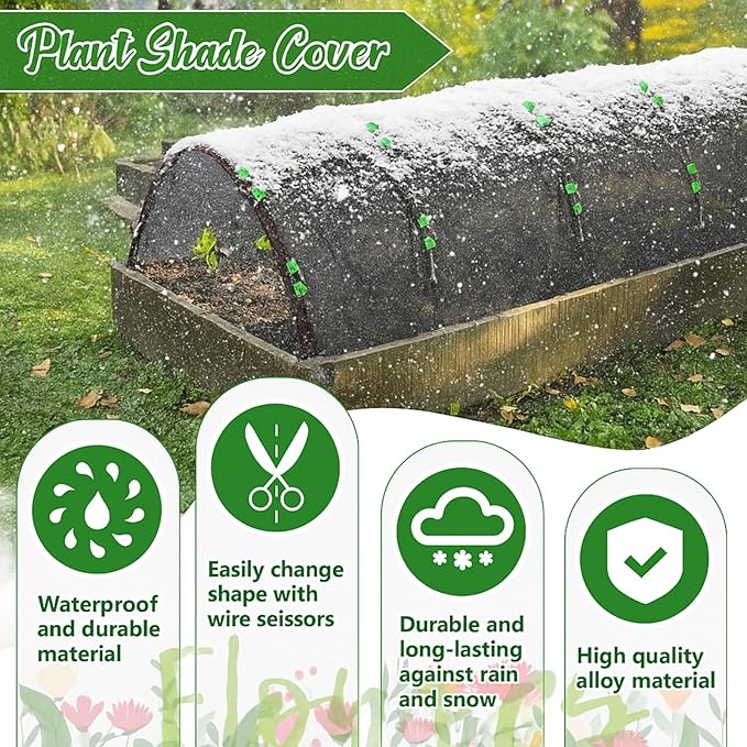 78.7"x 59" Winter Plant Cover Freeze Protection with 6 Sets of 7FT Greenhouse Hoops for Raised Beds Plant Protection Cover for Outdoor Vegetable and Chicken Coops Protect Snow and Ice in Winter