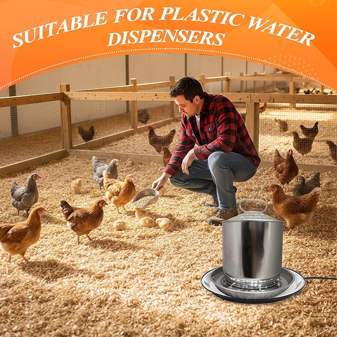2 PCS Chicken Water Heater for Winter 110V 38W Poultry Drinker Heater Base Surface Temperature can Reach About 140 Fahrenheit Degree Chicken Waterer Electric Deicer Heated Base(Black)