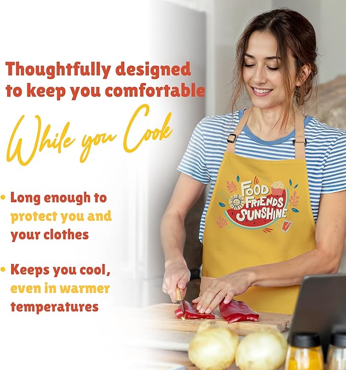 Waterproof Apron for Adults – Adjustable Fit with Deep Pockets, Stylish Cooking & Baking Apron for Women & Men