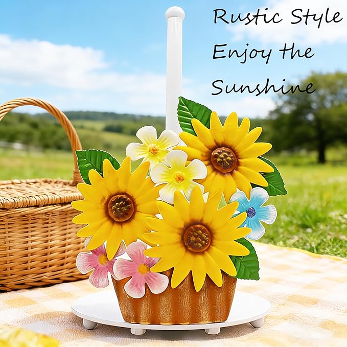Sunflower Kitchen Decor Sunflower Gifts for Women Sunflower Paper Towel Holder Countertop Yellow Farmhouse Paper Towel Stand Cute Kitchen Decor Home Stuff Housewarming Gifts