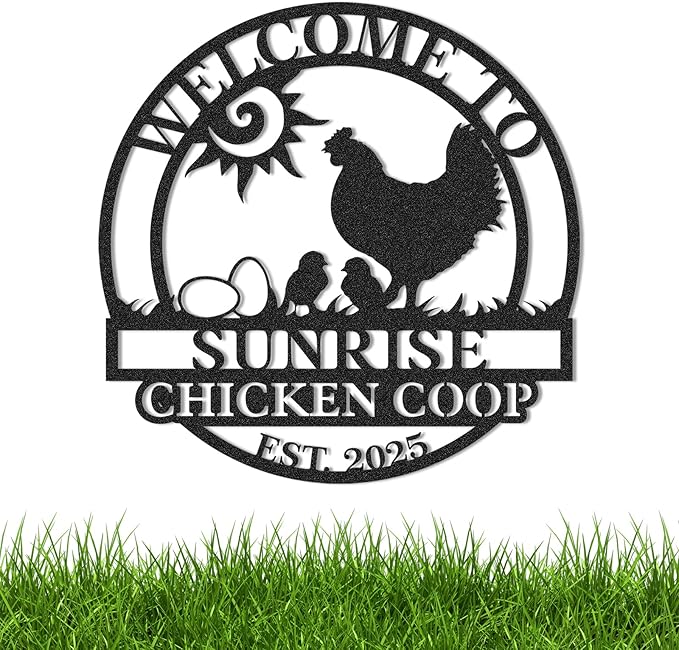 Personalized Chicken Coop Signs, Outdoor Chicken Coop Decor, Vintage Hen House Wall Decor, Custom Metal Name Sign for Farm Yard Garden Home, Gifts for Chicken Lovers Color09