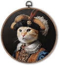 Hxlac Victorian Cat Round Wall Art Framed, Vintage Cat Round Wall Decor, Cottagecore Farm Animal Hanging Canvas Prints Wall Sculptures for Home Living Room Bedroom Decor, 10x10 Inch