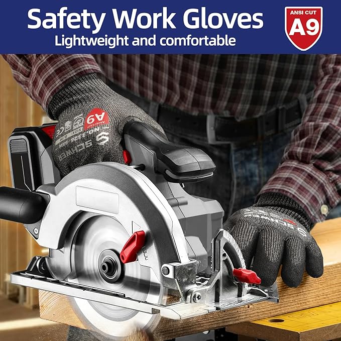 Schwer 12 Pairs ProGuard High Level Cut Resistant Work Gloves PR3326 for Extreme Protection，ANSI A9 Cut Gloves with Reinforced Thumb, Non Slip, Breathable, Durable, Touch-screen, Black (XL