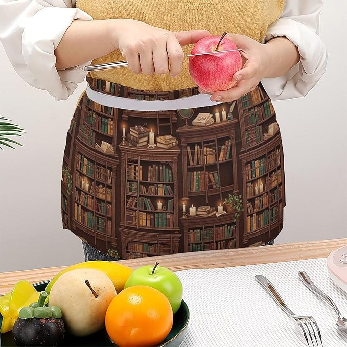 Server Apron with 3 Pockets Waist Waiter Waitress Half Apron Short Aprons