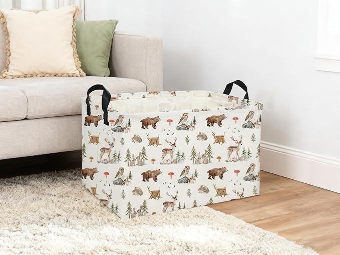 Rectangle Kids Baskets Animal Basket Cute Storage Bin Organizer Box for Room Decor Gift Basket(Woodland animal)