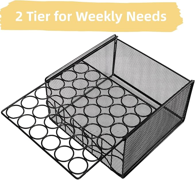 Egg Basket for Gathering, 2 Tier Large Fresh Egg Collecting Holder with Slide Tray, Holds 36 + 100 Eggs, Metal Wire Farm Eggs Storage Rack for Countertop, Chicken Duck Easter EGG, Fruit