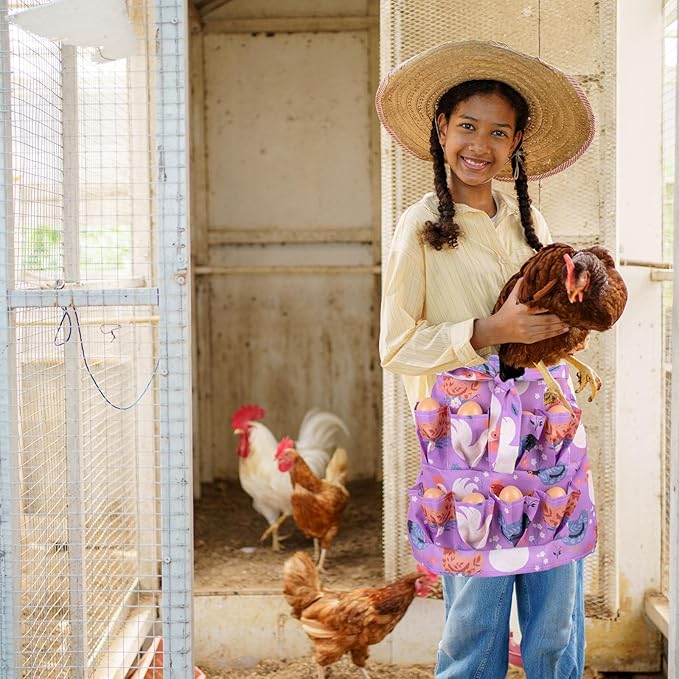 Kids Egg Collecting Apron with Pockets, Chicken Egg Gathering Apron for Kids, Farm Egg Apron for Chicken Coop