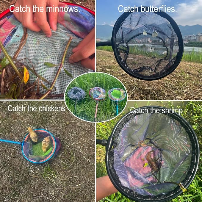 Fishing Net 2 Pack Retractable Lightweight Landing Net with Aluminum Rod Handle Fishing Nets for Youth Catch and Release Butterfly Nets