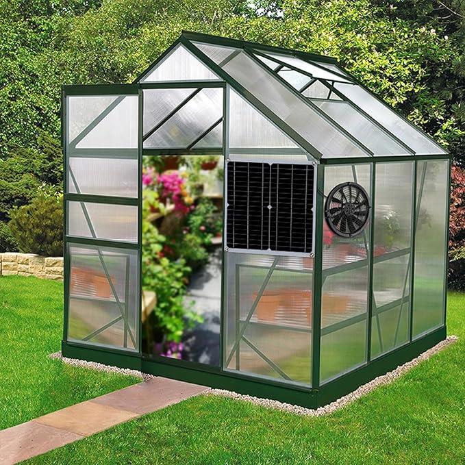 9.8in Solar Exhaust Fan Kit with 30W Solar Panel, Portable IP65 Waterproof Ventilation System for Greenhouse, Chicken Coop, Shed, Dog House - High Airflow, Durable ABS Material,
