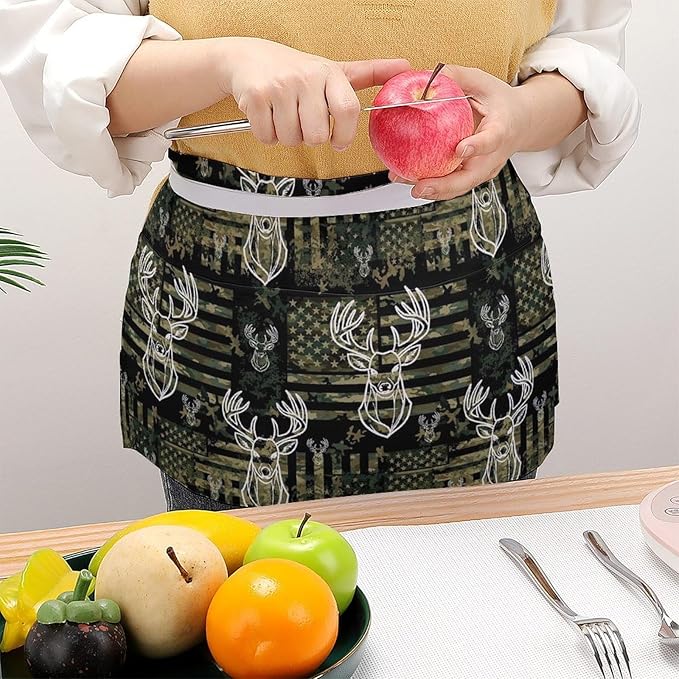 Half Apron with 3 Pockets Chef Cooking Kitchen Restaurant Aprons for Women Men
