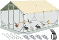 Quictent 12x9x6.6ft Metal Chicken Coop Run with Side Hardware Cloth, Elite Series Large Walk-in Outdoor Poultry Cage Heavy Duty Predator Proof Hen Duck Rabbit Farm Pen House, Waterproof Anti-UV Cover
