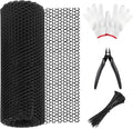 Plastic Chicken Mesh 1.3ft x 33ft (15.7" x 360") Chicken Fencing Black Chicken Mesh with Gloves Zip Ties Scissors Floral Chicken Wire Ideal for Poultry Fencing
