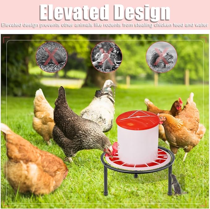 LOTKEY 2-Piece Metal Stand for Chicken Feeder/Waterer, 3-Legged Chicken Coop Accessory, Iron Stand Holder for Chick Feeders, Indoor/Outdoor Use