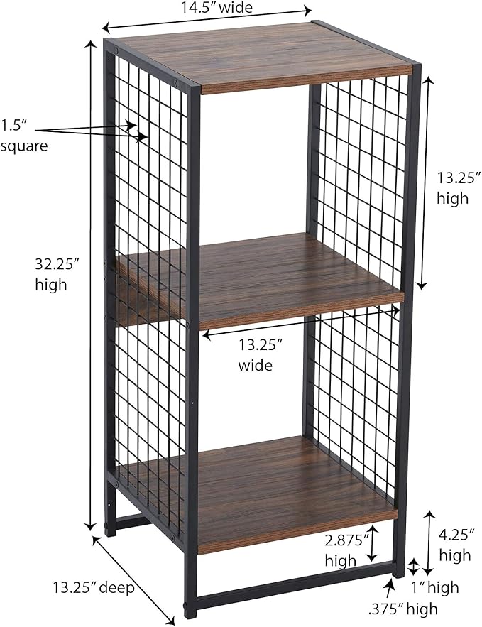 Household Essentials Cube Book Shelf with Metal Mesh Wire Sides